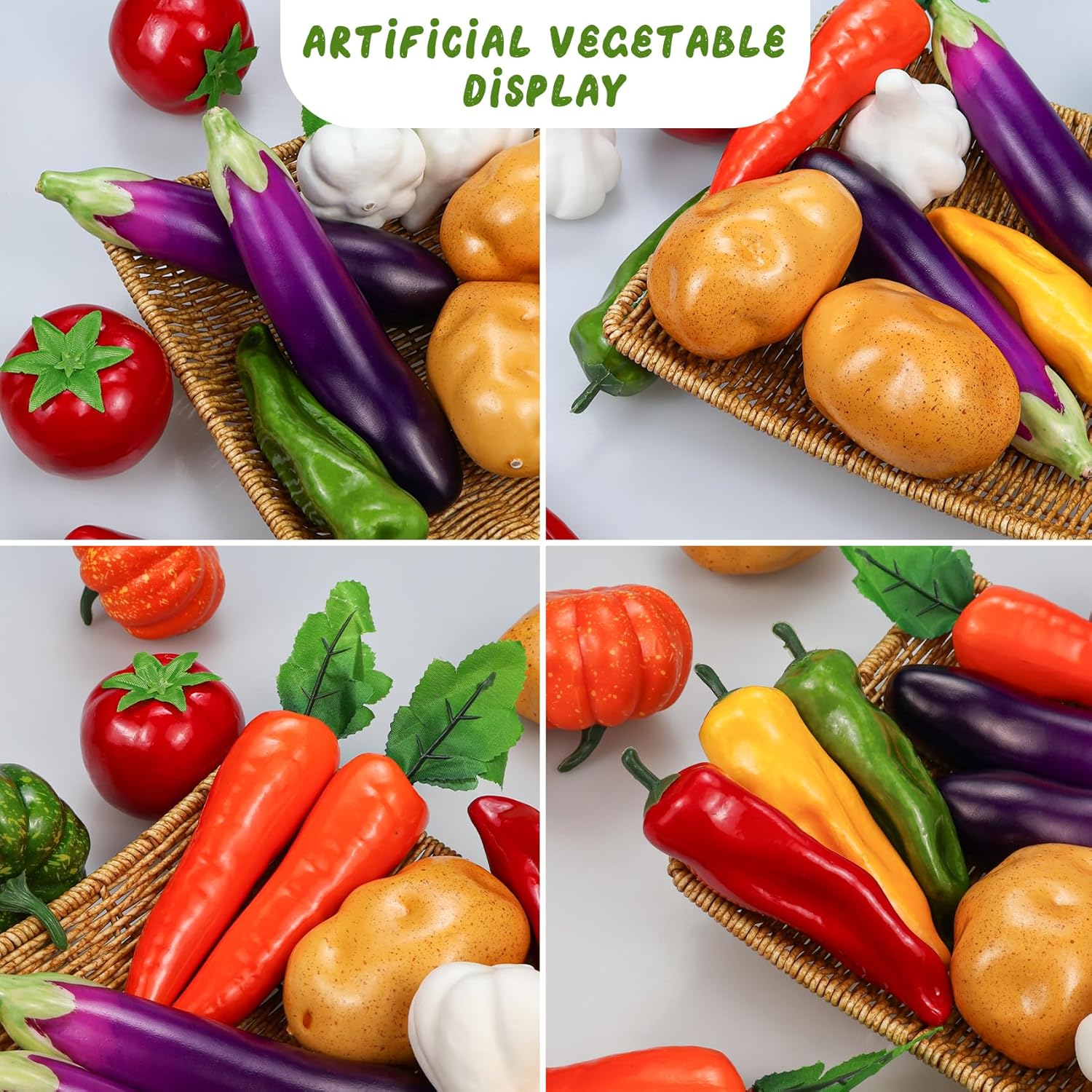 15 Pcs Artificial Vegetables Set for Kitchen Decor