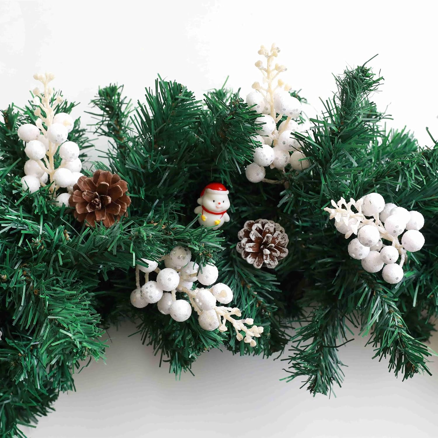 20 Pack White Glitter Berry Stems for Christmas Decor