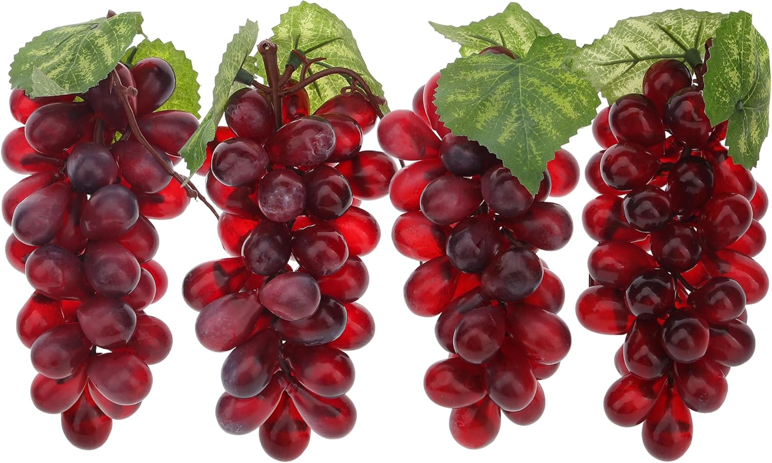 Artificial Grapes Plastic Decor Dark Red Bunches 4-Pack