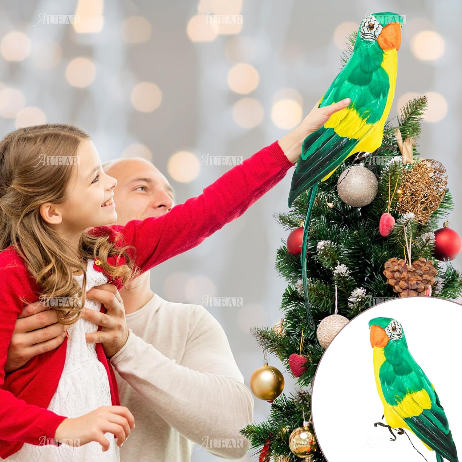 AUEAR 177 Inch Realistic Artificial Green Parrot Ornament
