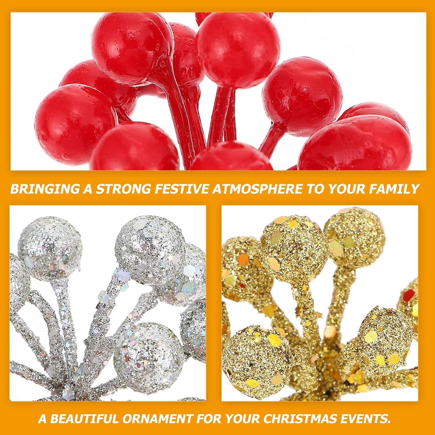 MAGICLULU 24Pcs Christmas Artificial Fruit Branches for Decorations