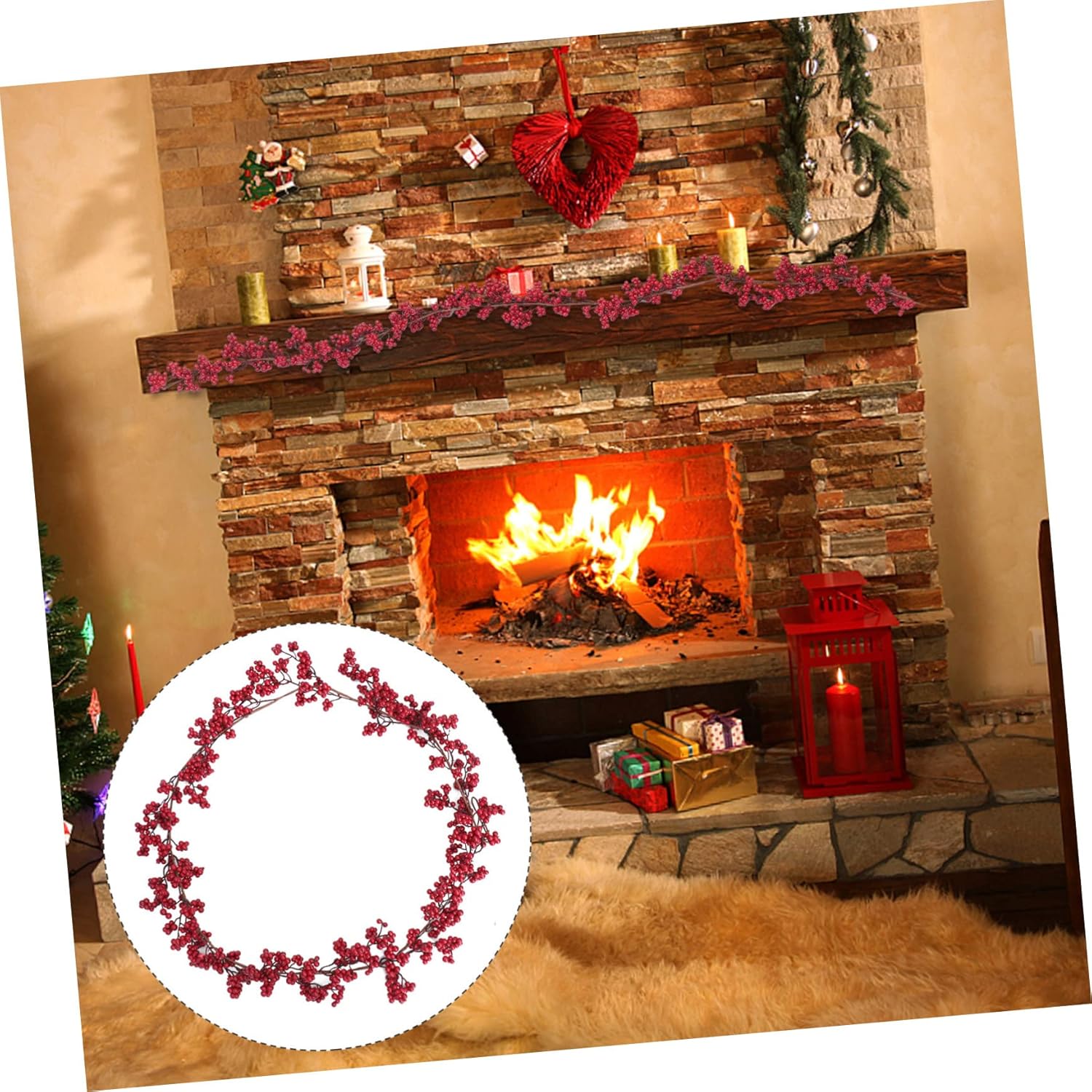 Christmas Artificial Red Fruit Decor for Home and Party
