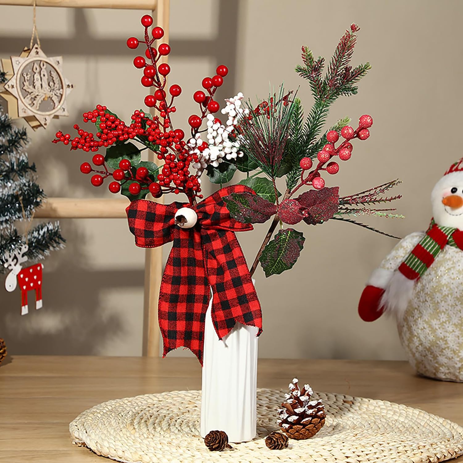BestAlice 5 Pack Artificial Christmas Berries Stems
