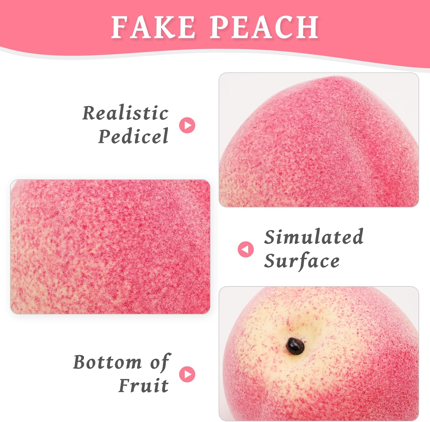 6PCS Artificial Peach Decorations for Home Kitchen Wedding Party