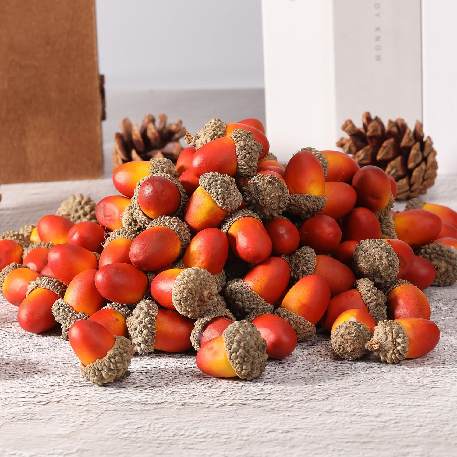 Pangda 60 Pack Artificial Acorns Lifelike for Decor