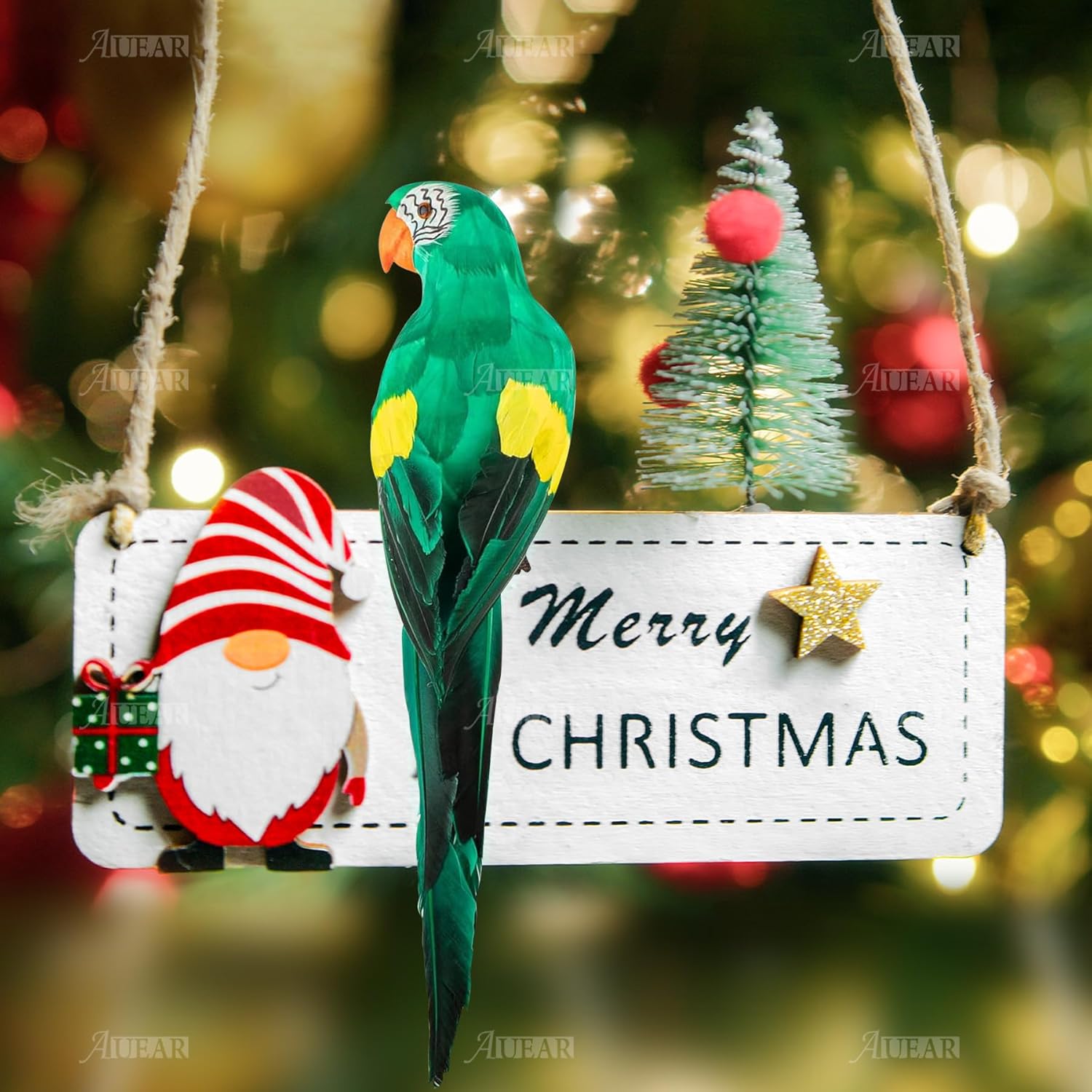 AUEAR 177 Inch Realistic Artificial Green Parrot Ornament