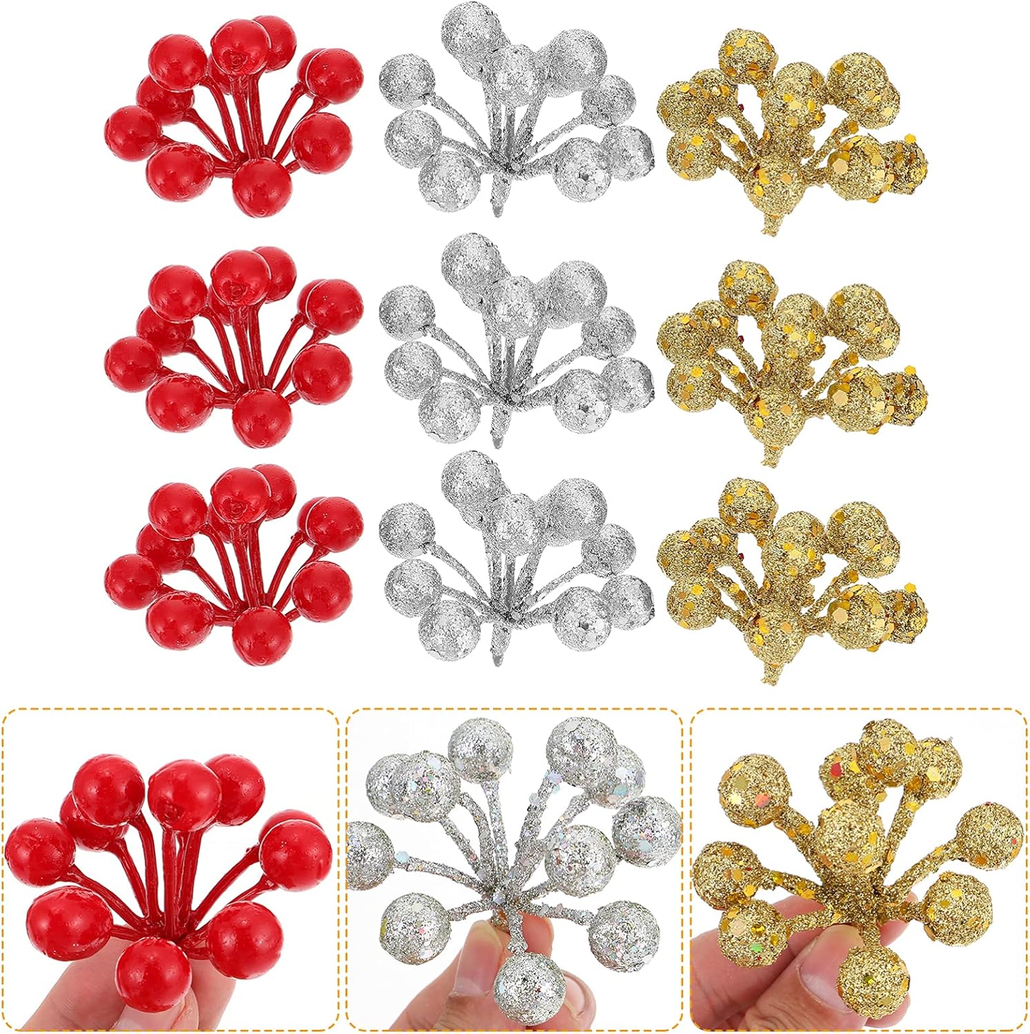 MAGICLULU 24Pcs Christmas Artificial Fruit Branches for Decorations