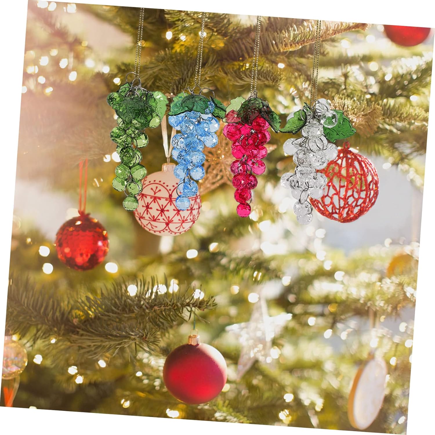 4 Pcs Acrylic Grape Beads Cluster Christmas Decor
