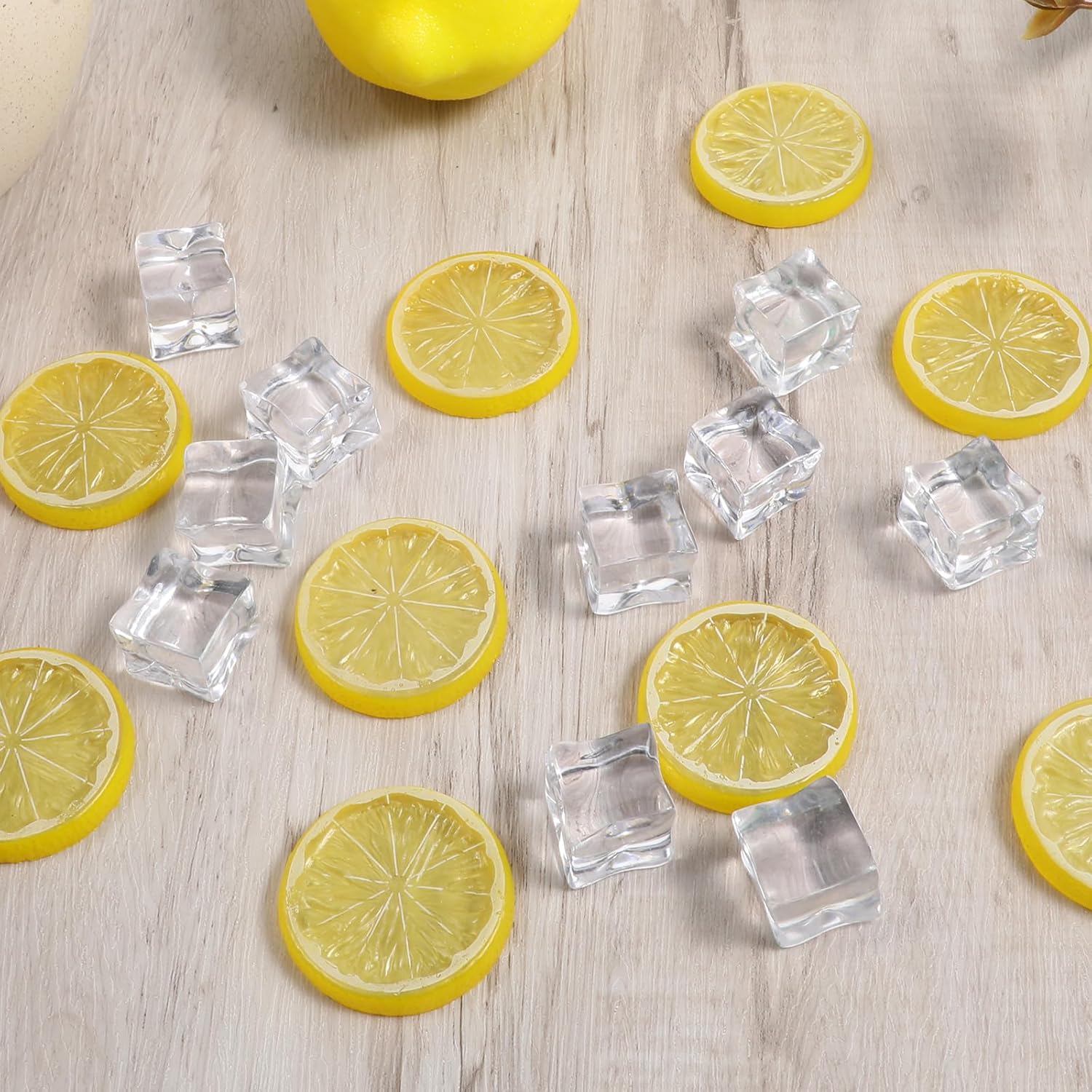 25Pcs Mini Artificial Lemon Slices for Home Decor