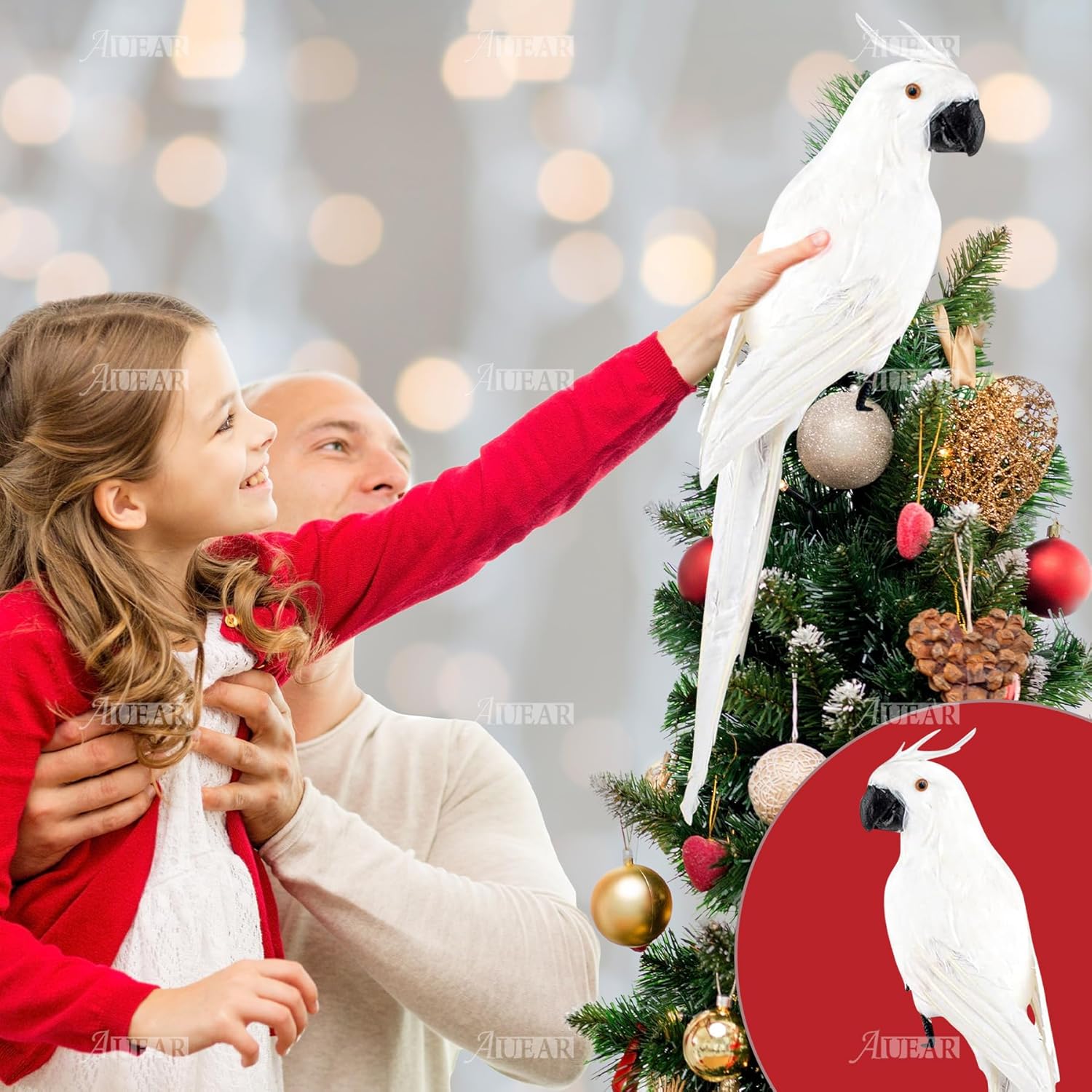 AUEAR 177 Inch White Artificial Parrot Decoration Prop