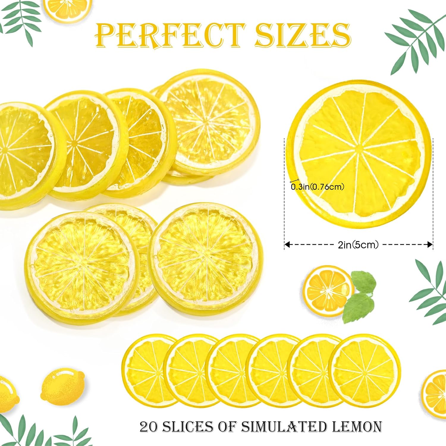20PCS Yellow Artificial Lemon Slices for Home Wedding Photography