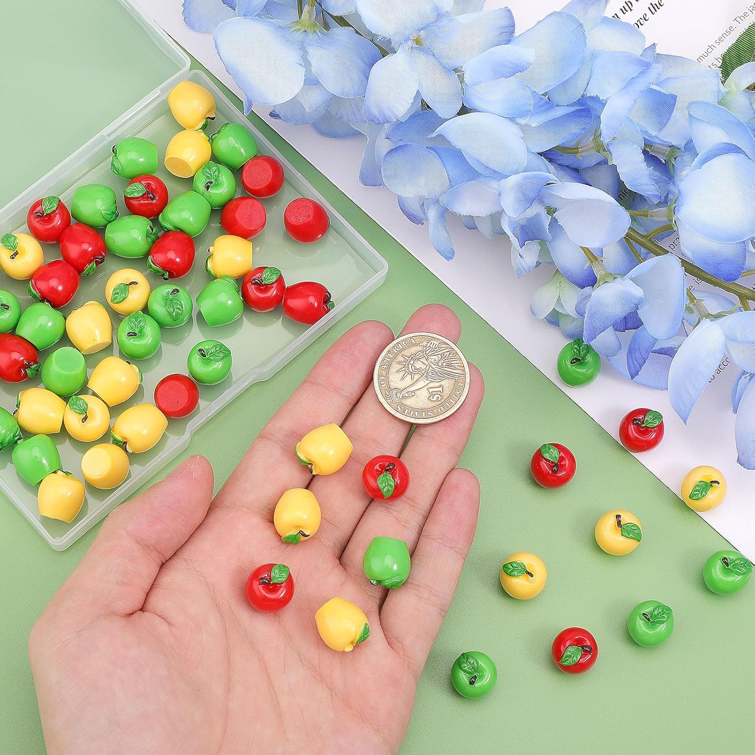 CHGCRAFT 60Pcs 3Colors Mini Artificial Resin Apples