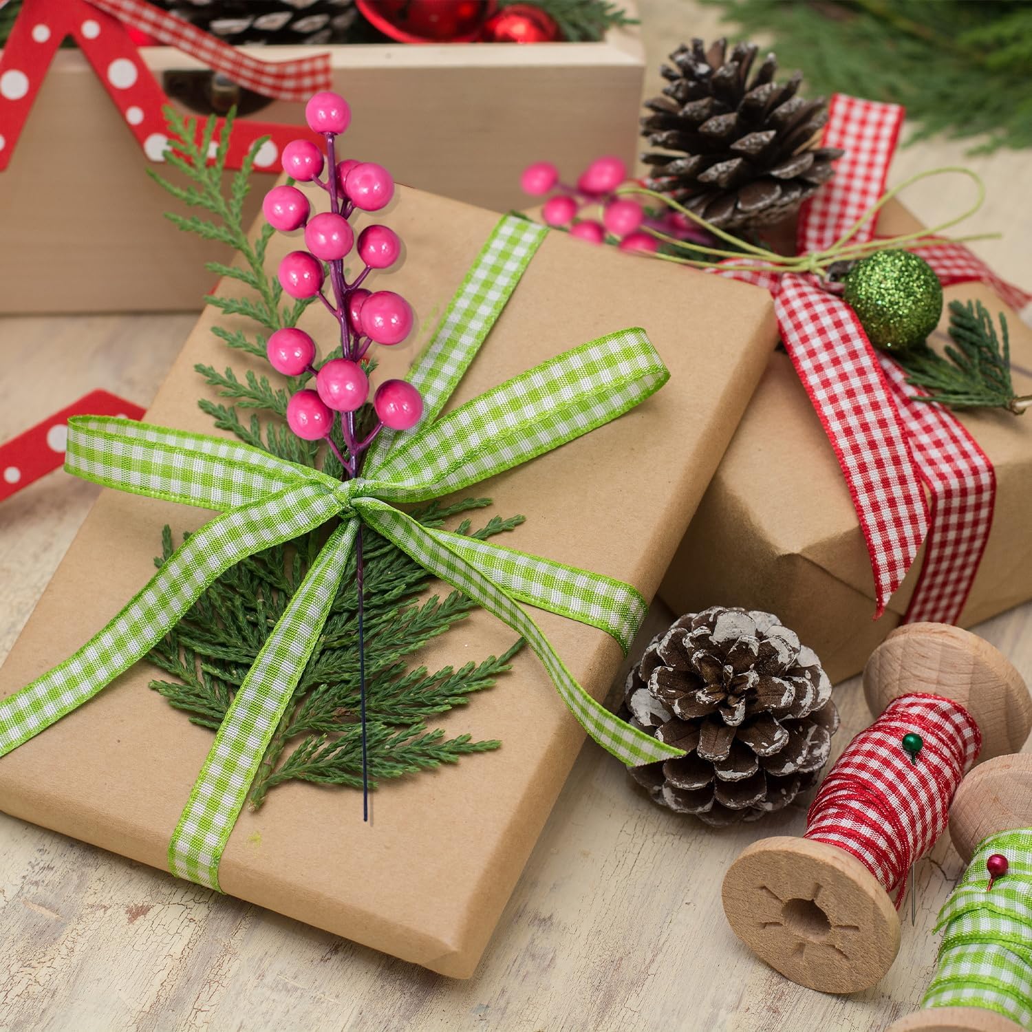 Pink Artificial Berry Stems 24pcs Xmas Decorations