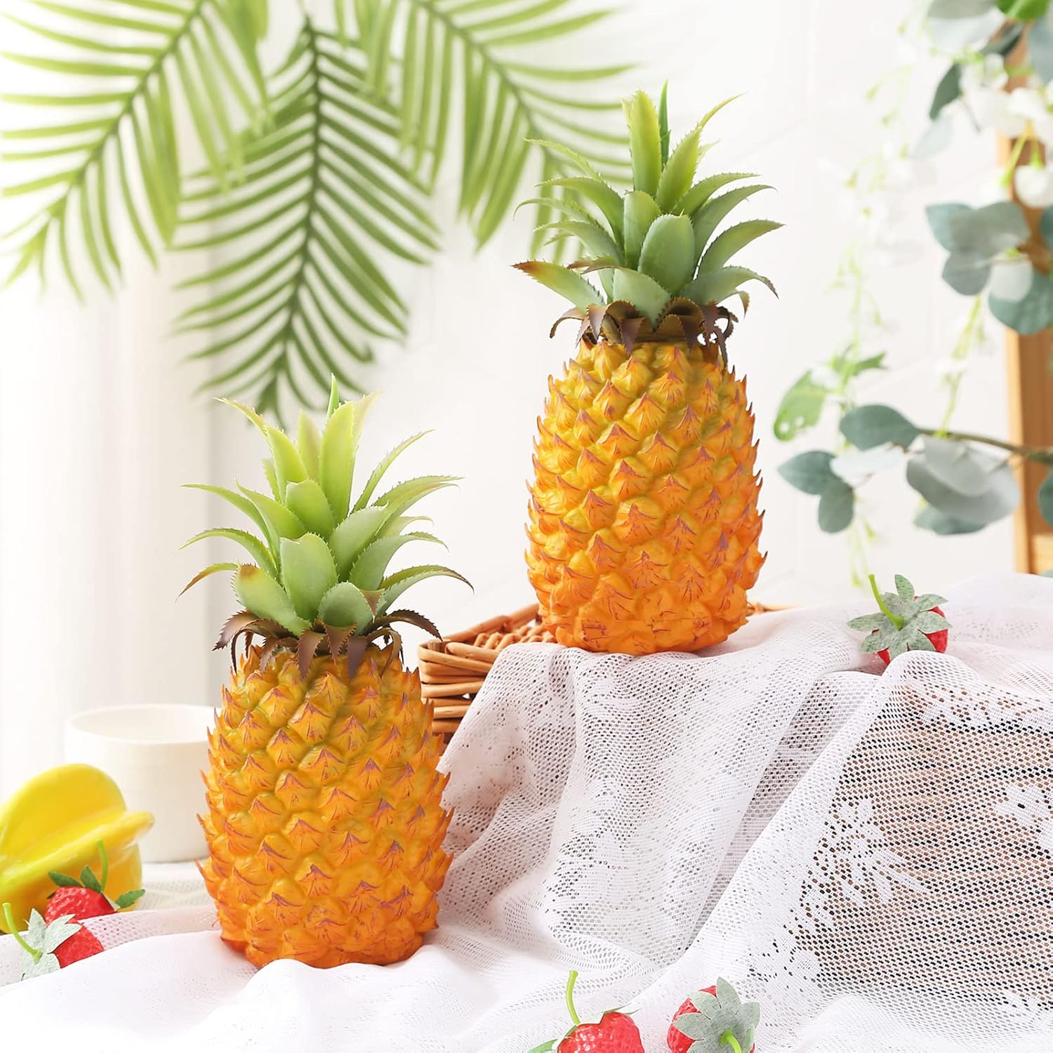 Joeabor Fake Pineapple Decor Set with Strawberries