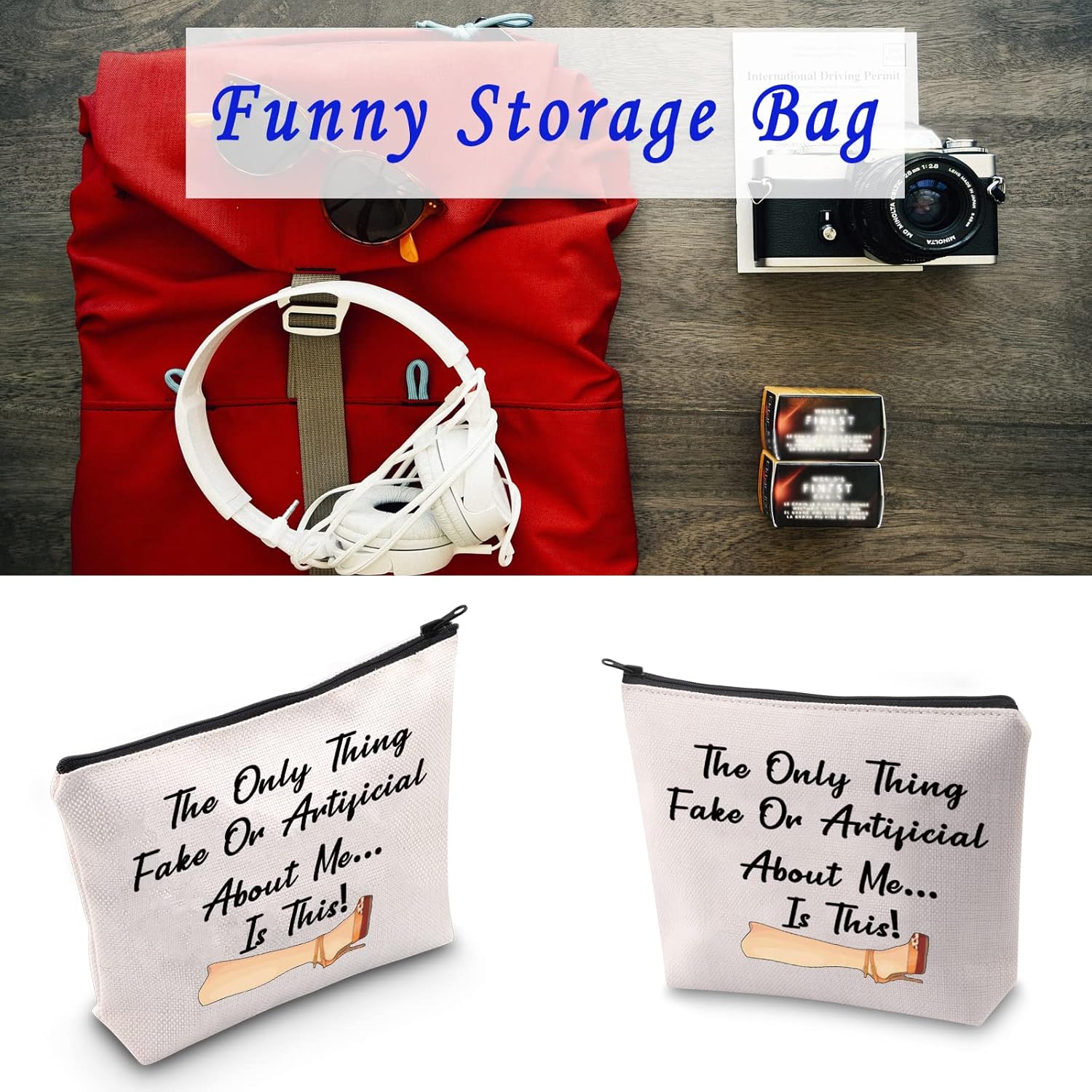 LEVLO Funny Housewives Makeup Bag with Words