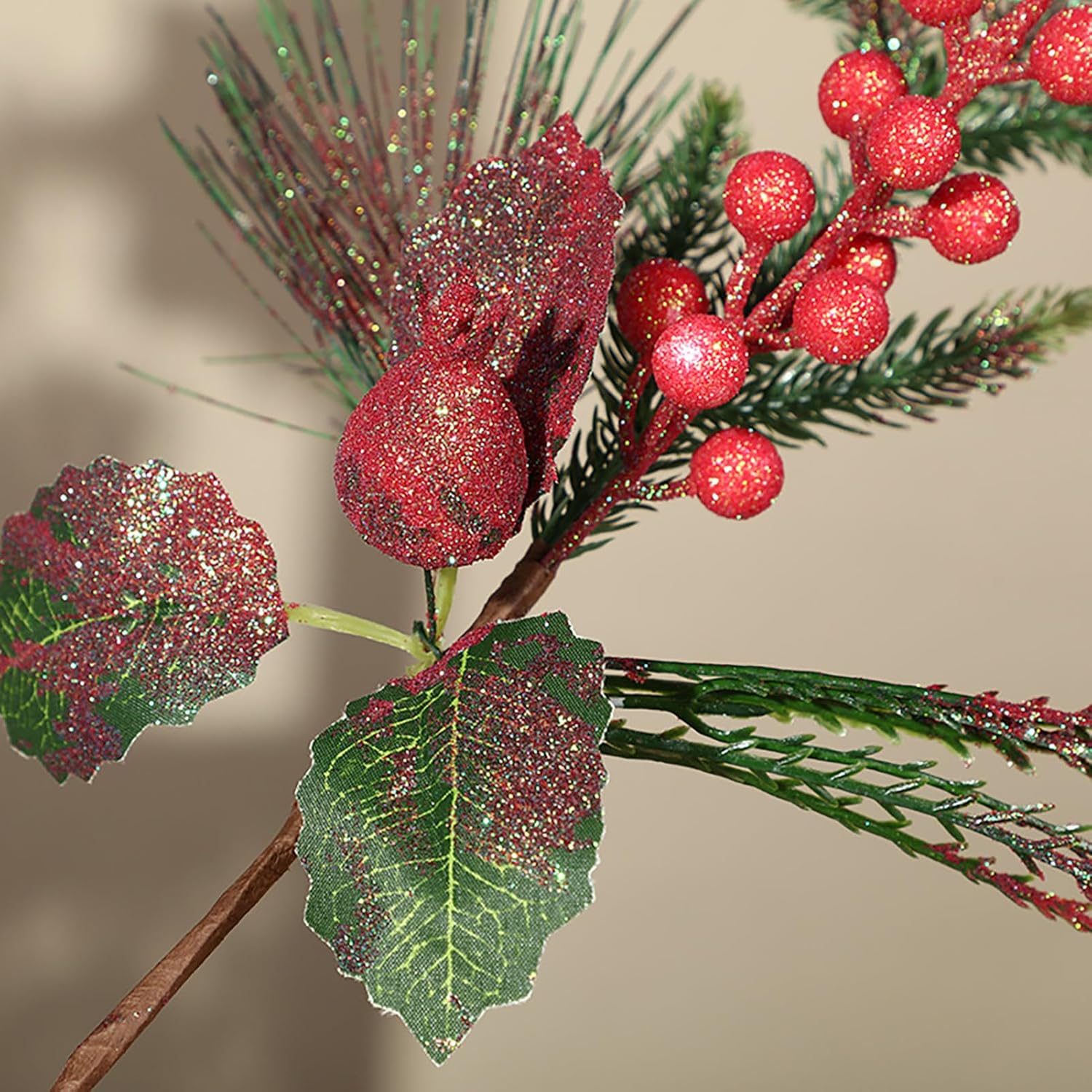 BestAlice 5 Pack Artificial Christmas Berries Stems