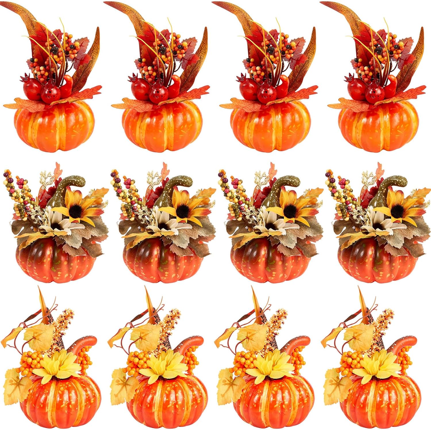 Leinuosen 12 Pcs Fake Pumpkin Centerpiece for Fall Decor