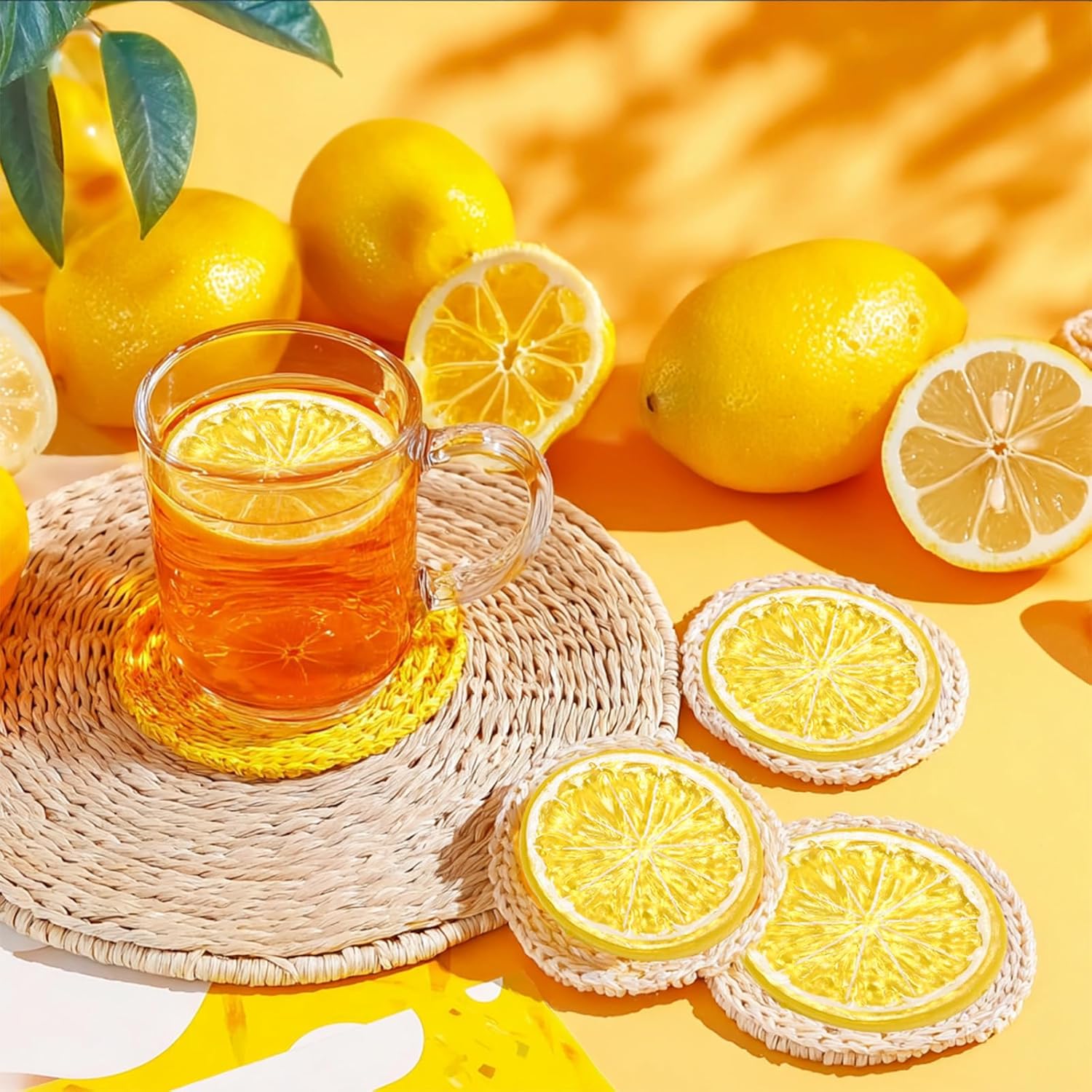 20PCS Yellow Artificial Lemon Slices for Home Wedding Photography