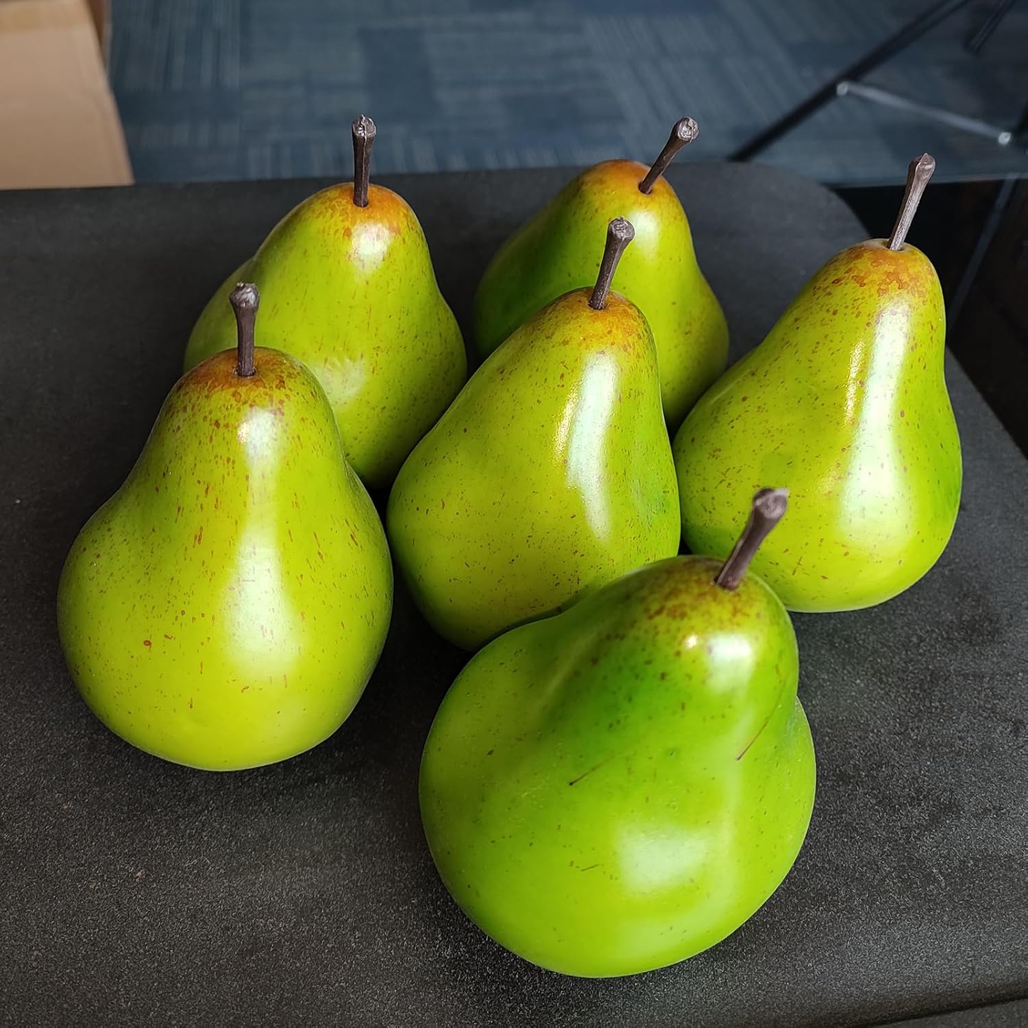 Lovmeety 6pcs Realistic Green Pears Photo Props