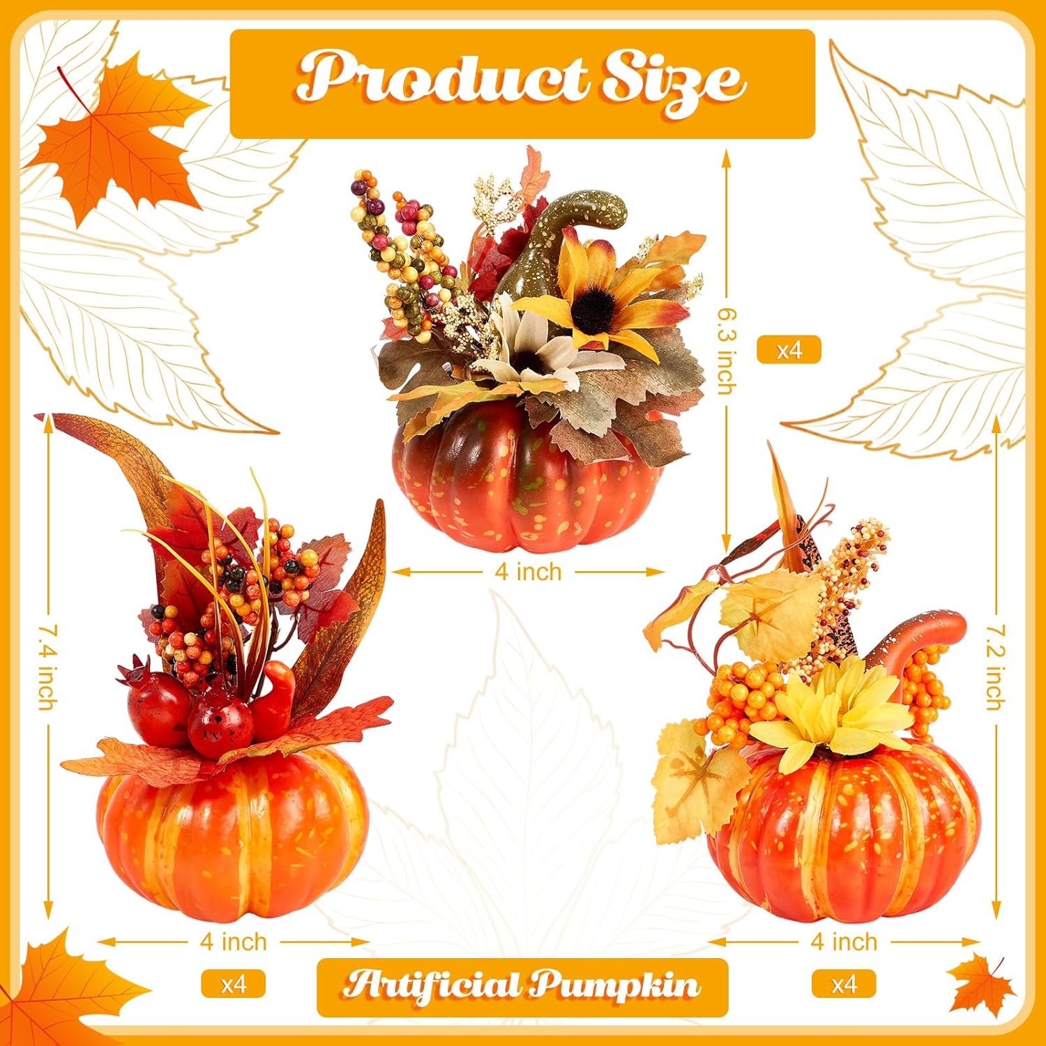 Leinuosen 12 Pcs Fake Pumpkin Centerpiece for Fall Decor