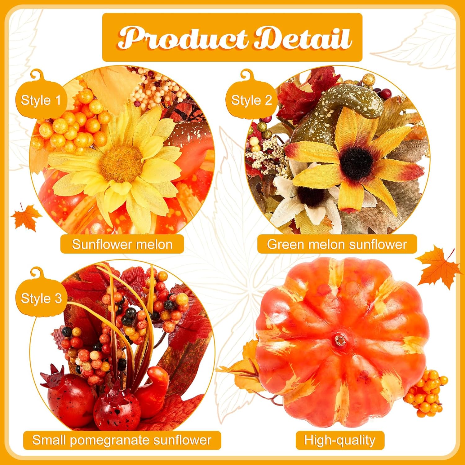 Leinuosen 12 Pcs Fake Pumpkin Centerpiece for Fall Decor