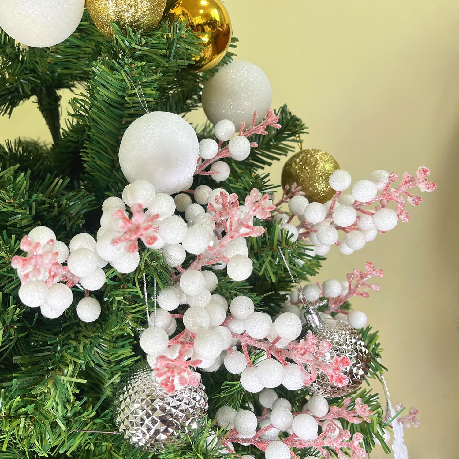 24 Pack Glitter Berry Stems for Christmas Decor