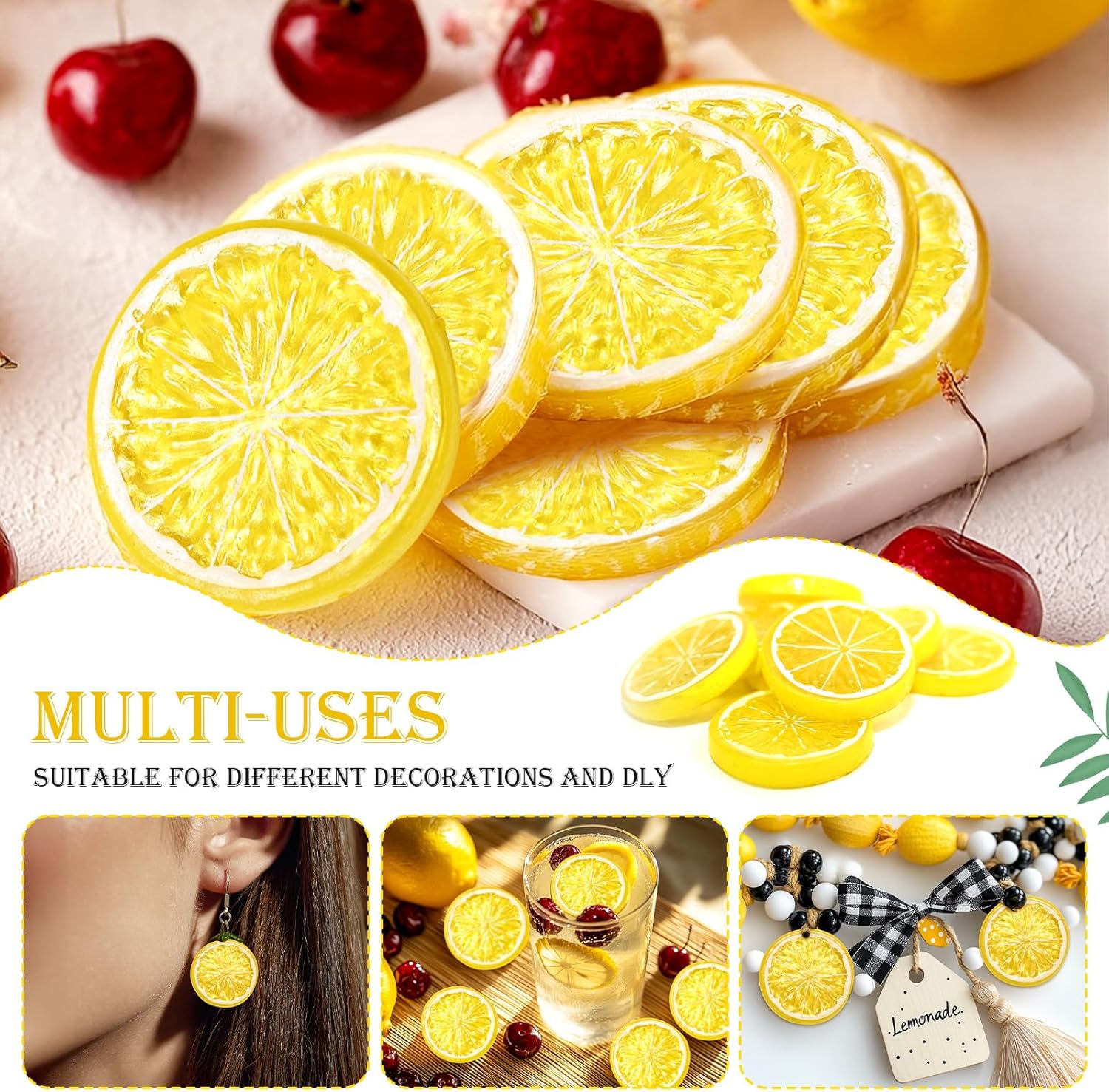 20PCS Yellow Artificial Lemon Slices for Home Wedding Photography