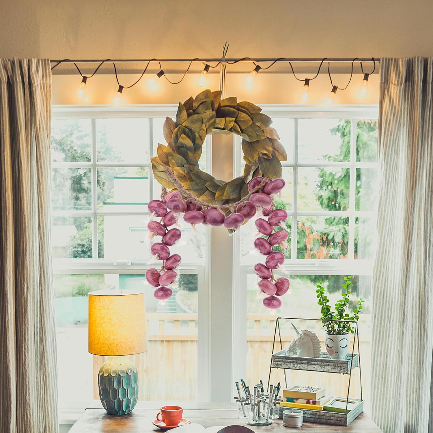 Gresorth Artificial Purple Garlic String Hanging Decoration