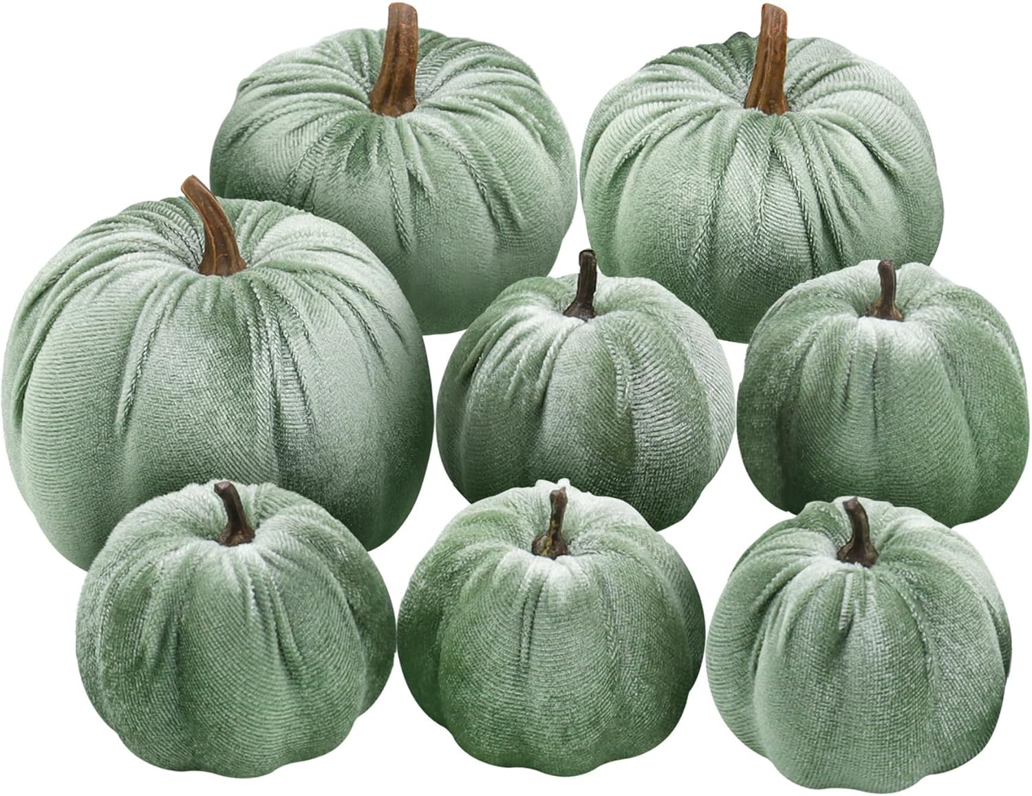 Woration 8pcs Artificial Velvet Fabric Pumpkins Fall Decor