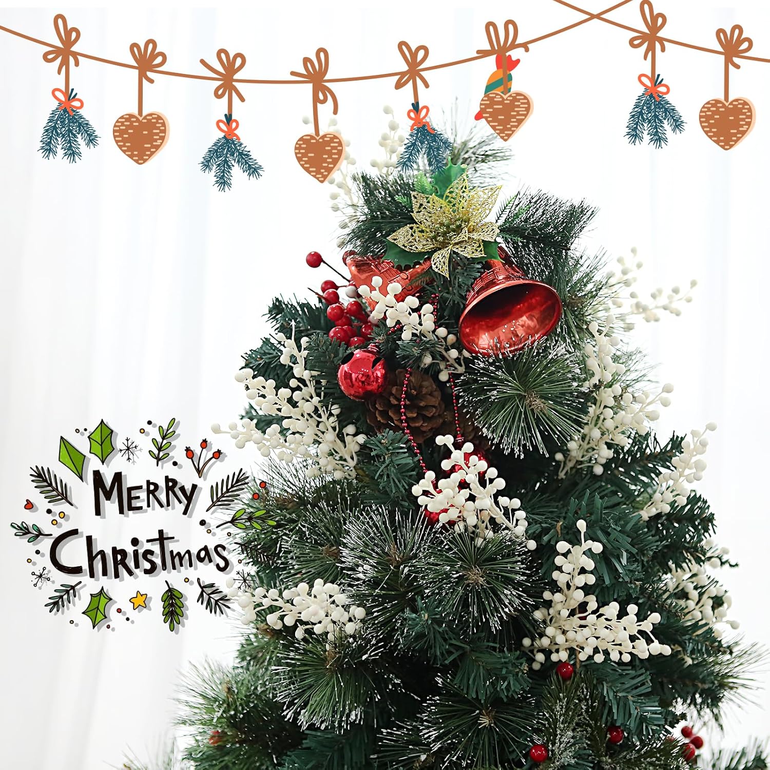 16 Pack Artificial White Berry Stems for Christmas Decorations