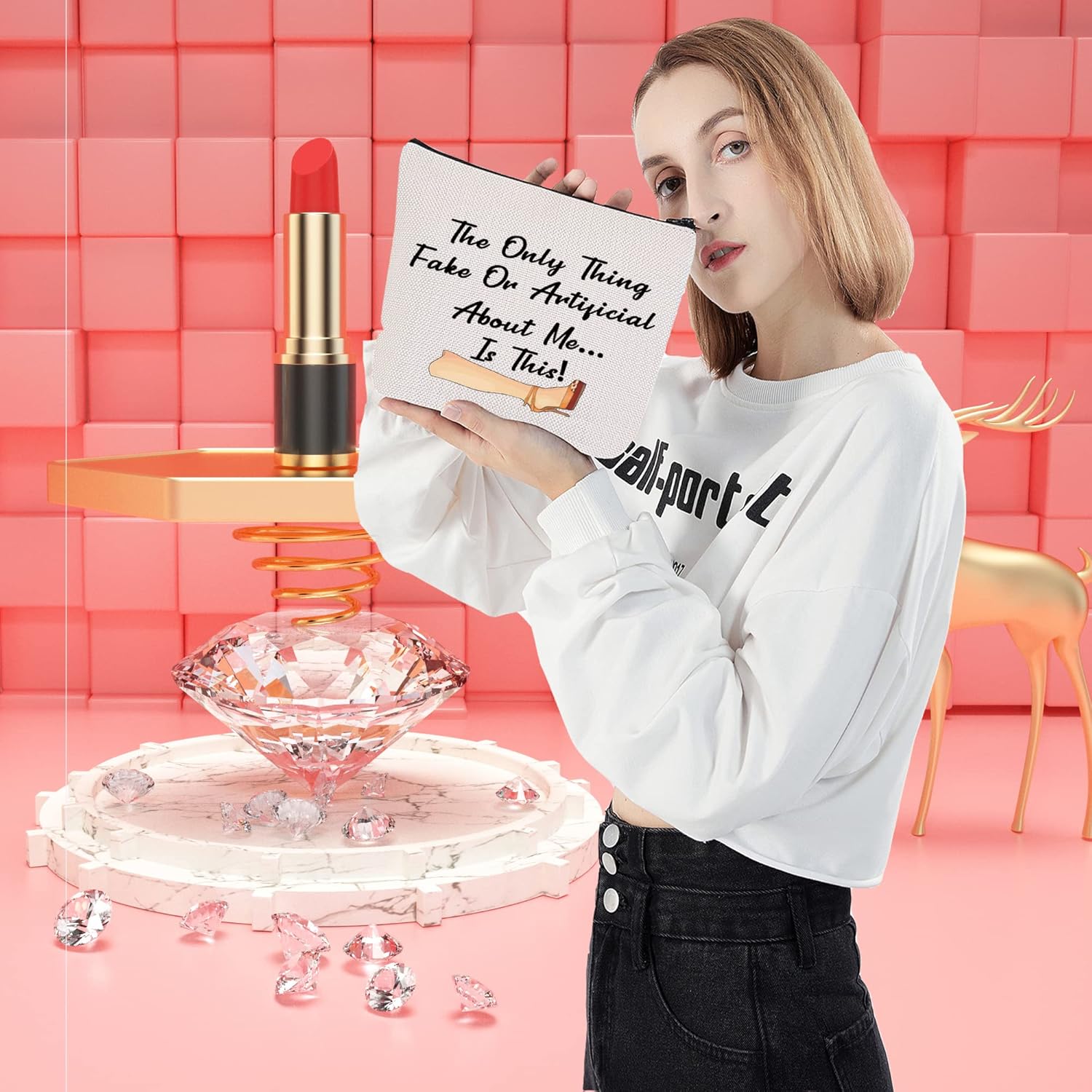 LEVLO Funny Housewives Makeup Bag with Words