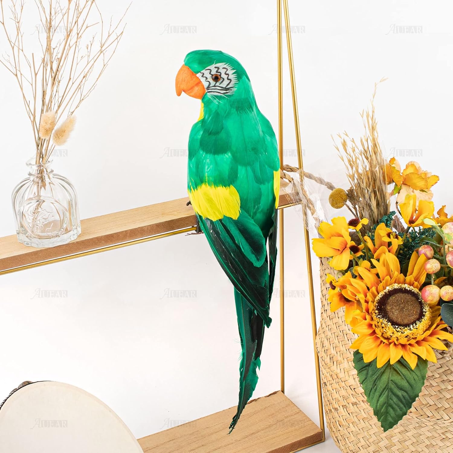 AUEAR 177 Inch Realistic Artificial Green Parrot Ornament