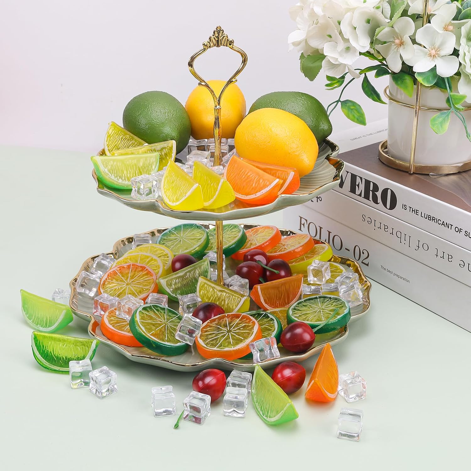 Gresorth 72pcs Lifelike Cherry and Lemon Artificial Fruit Set