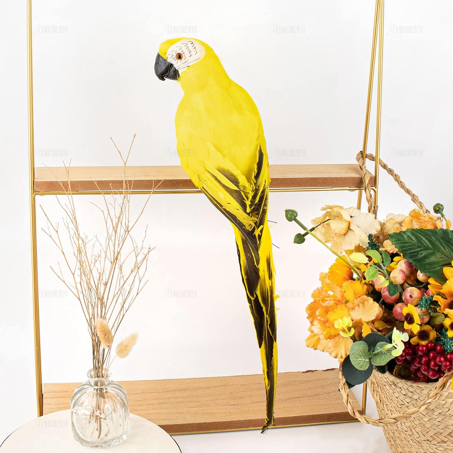 AUEAR 177 Inch Yellow Artificial Parrot Decor