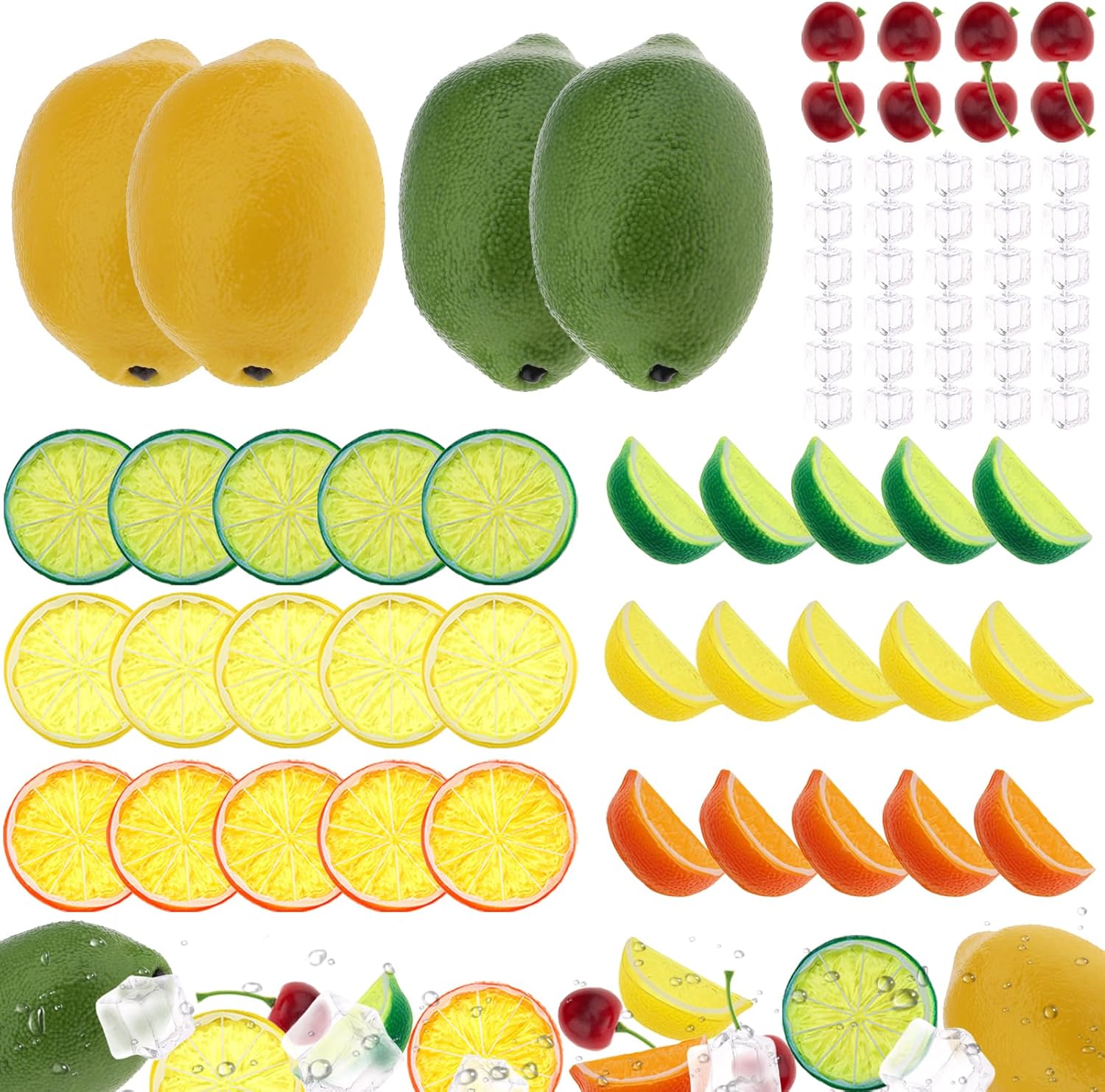 Gresorth 72pcs Lifelike Cherry and Lemon Artificial Fruit Set