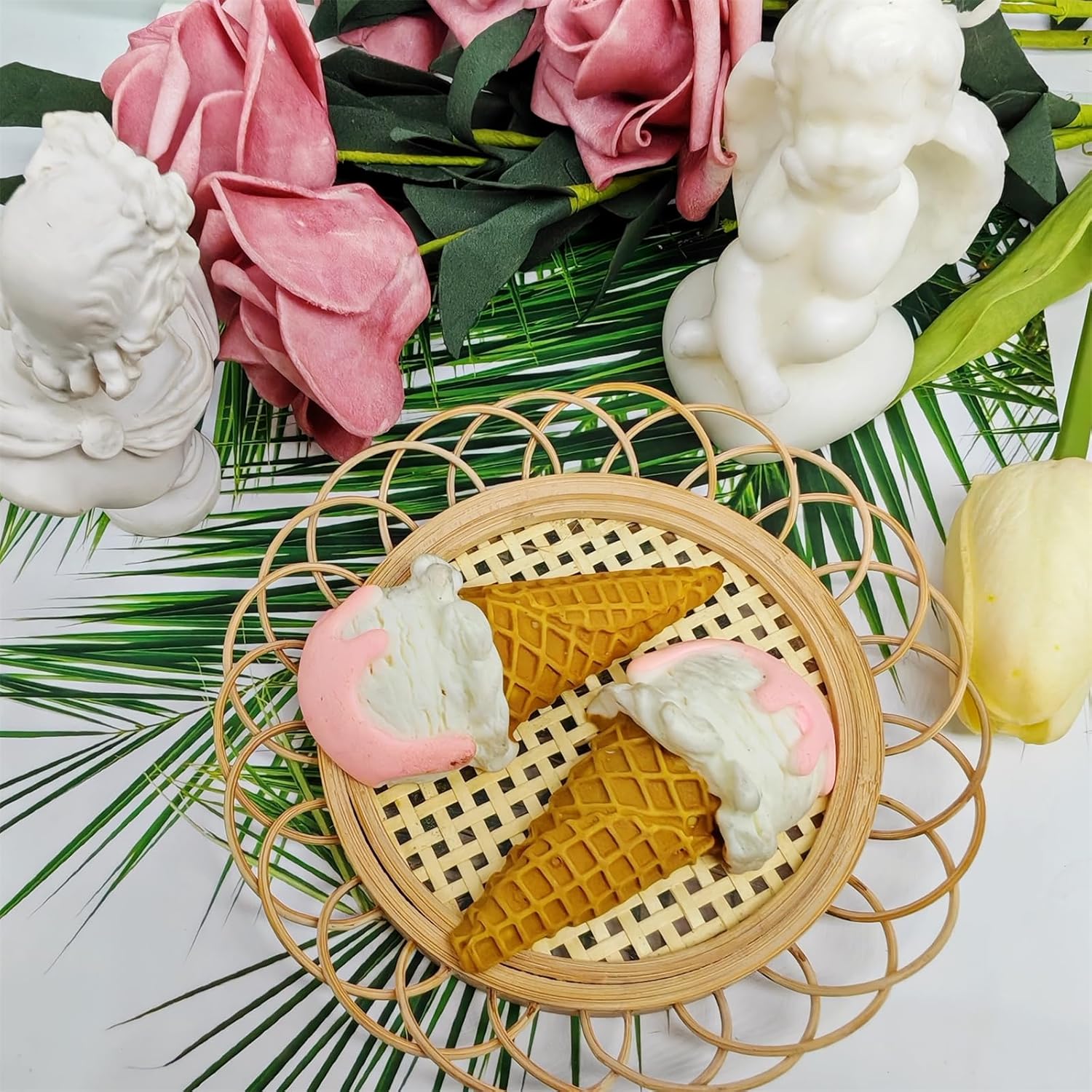 LOGOFUN 2Pcs Ice Cream Cone Props Realistic Fake Dessert Display