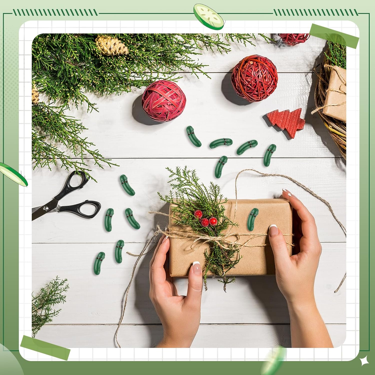200 Pcs Cute Pickle Artificial Decor for Home Office