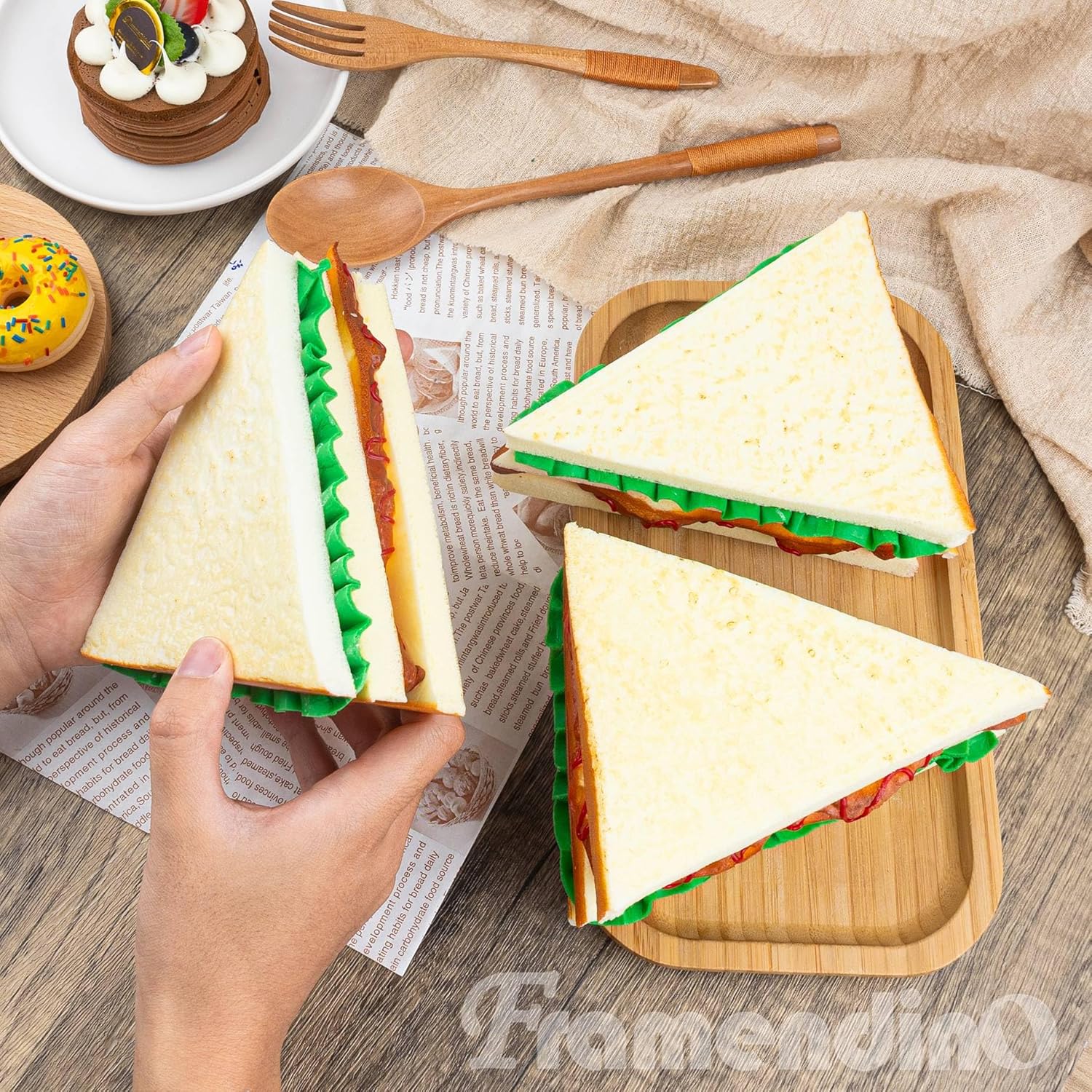 Framendino 4 Pack Artificial Sandwich Photo Props 1