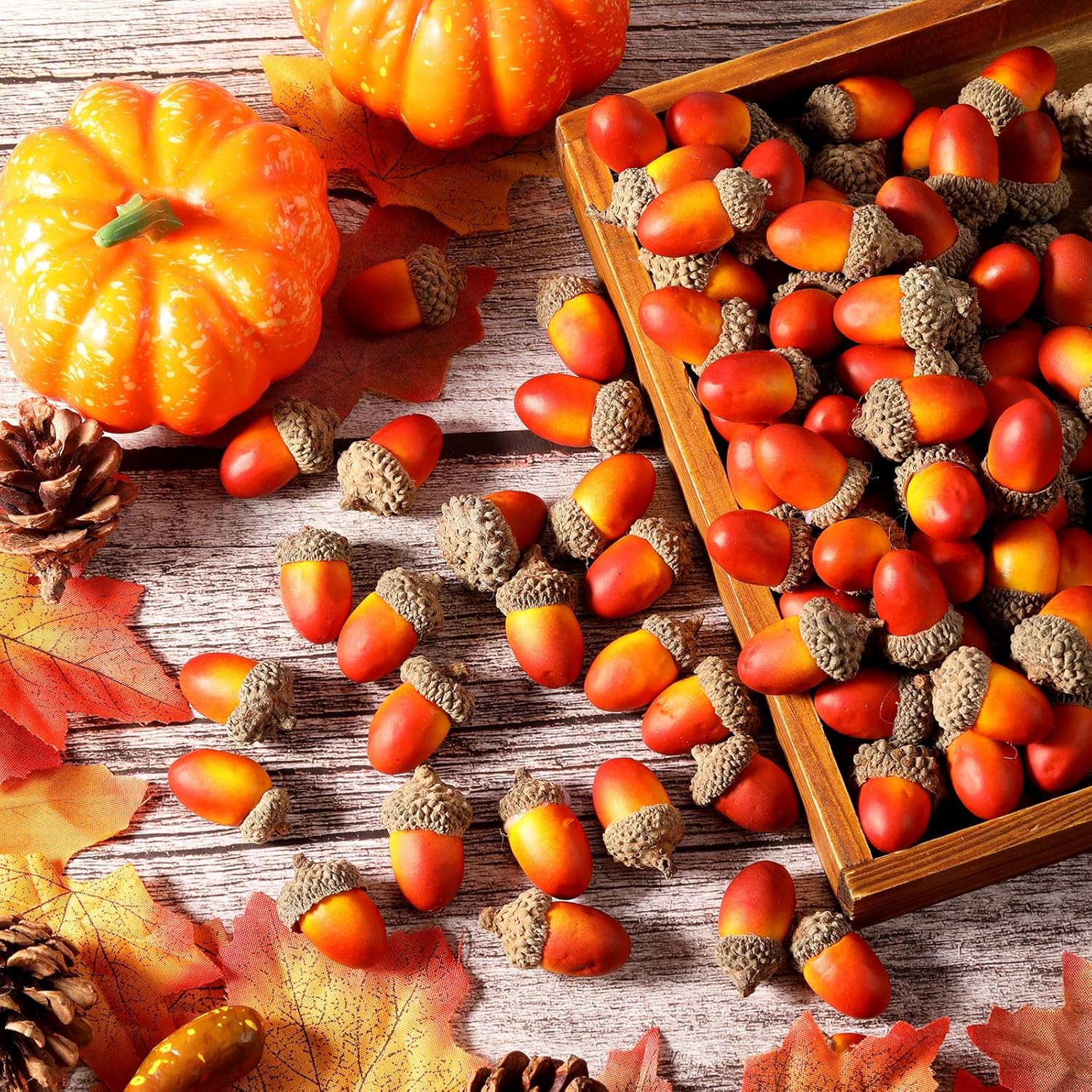 Pangda 60 Pack Artificial Acorns Lifelike for Decor
